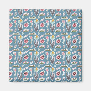 Spring Flowers and Ladybug Pattern Magnet
