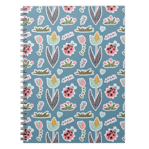 Spring Flowers and Ladybug Pattern Notebook