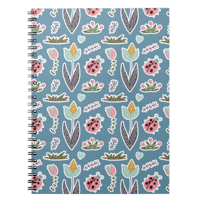 Spring Flowers and Ladybug Pattern Notebook (Front)