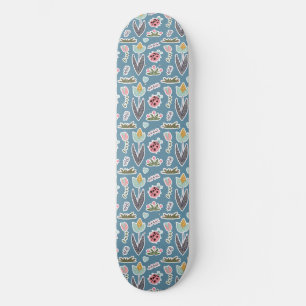 Spring Flowers and Ladybug Pattern Skateboard