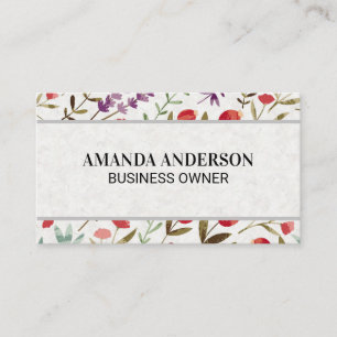 Spring Flowers and Leaves Decorative Pattern Business Card