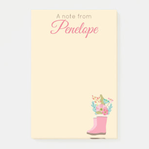 Spring Flowers and Rain Boots Post-it Notes
