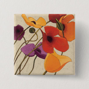 Spring Flowers and Stems 15 Cm Square Badge