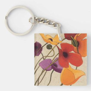 Spring Flowers and Stems Key Ring