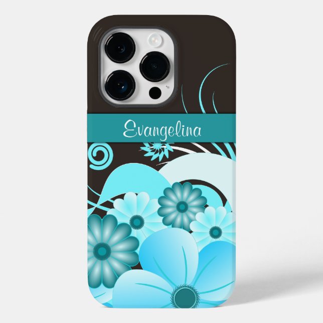 Spring Flowers Aqua Blue Hibiscus Floral Case-Mate iPhone Case (Back)