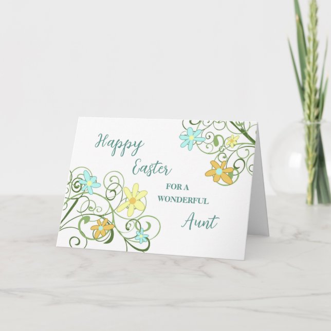 Spring Flowers Aunt Happy Easter Holiday Card (Front)