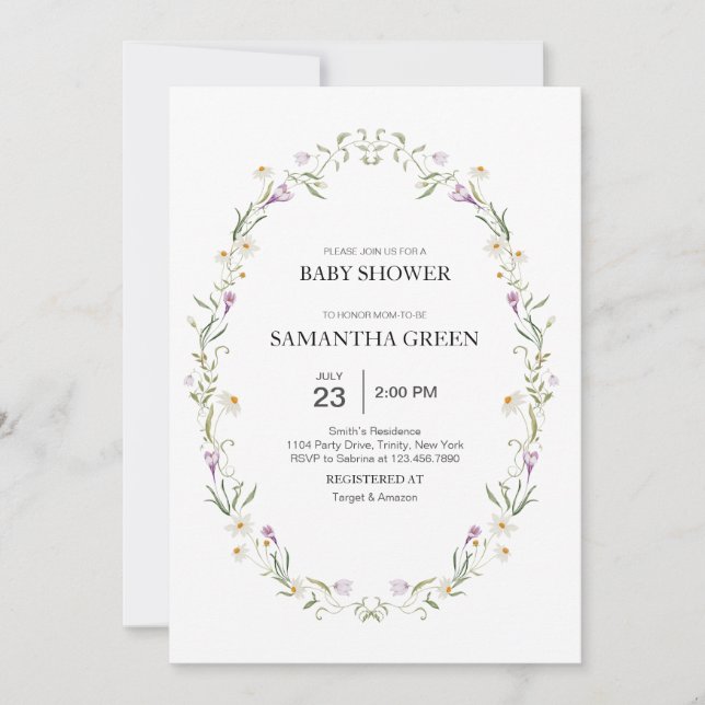 Spring Flowers Baby Shower Invitation (Front)