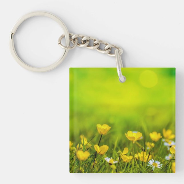 Spring Flowers Background Key Ring (Front)