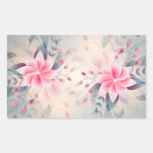 Spring Flowers Blossom Pink Watercolor Rectangular Sticker