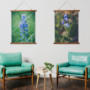 Spring Flowers (Blue Hyacinth, Glory of the Snow) Hanging Tapestry