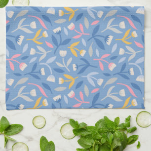 Spring Flowers Blue & Pink Tea Towel