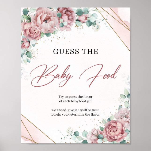Spring flowers blush roses Guess The Baby Food Pos Poster (Front)