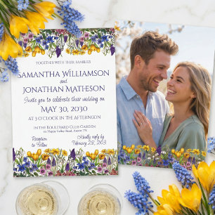 Spring Flowers Boho Garden Photo Floral Wedding Invitation