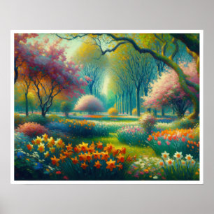 Spring Flowers Botanical Garden Impressionist Poster
