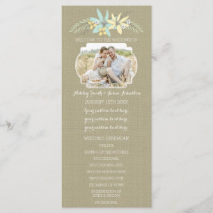Spring Flowers & Burlap Photo Wedding Program