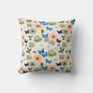 Spring Flowers Butterflies Design 296 Peach Cushion
