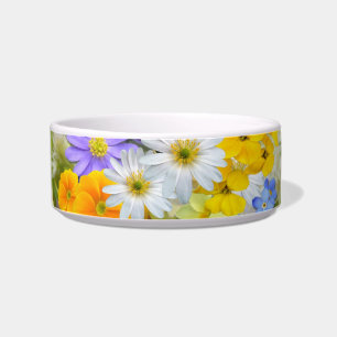 spring flowers cat food bowl