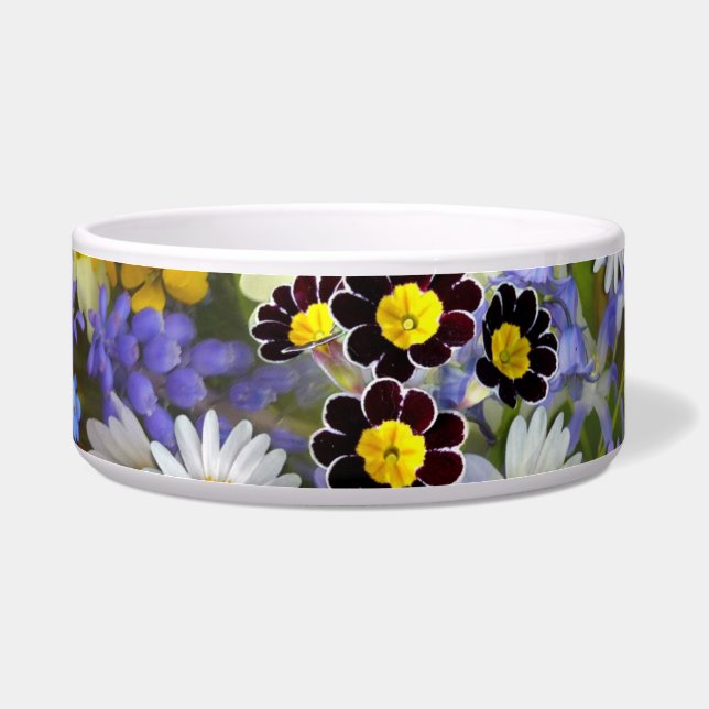 spring flowers cat food bowl (Left)