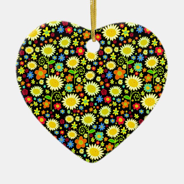 Spring Flowers Ceramic Ornament (Front)