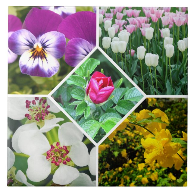 Spring Flowers Ceramic Tile (Front)