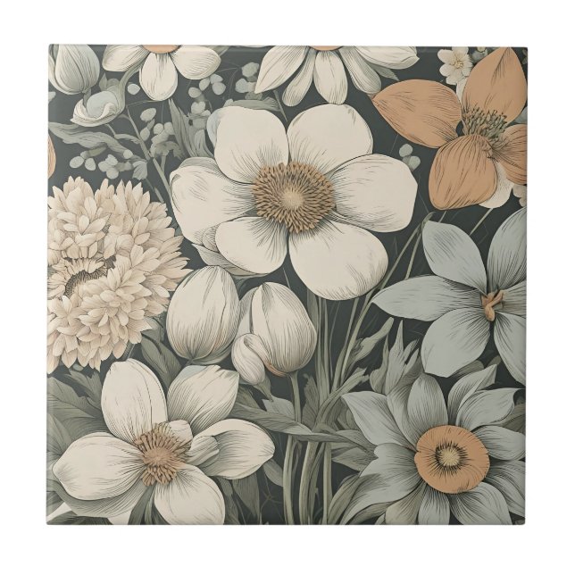 Spring Flowers Ceramic Tile (Front)