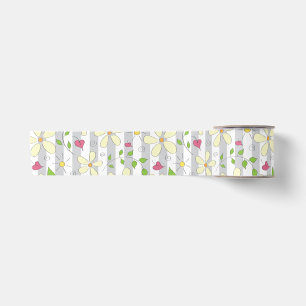 Spring flowers chamomile daisy floral happy satin ribbon