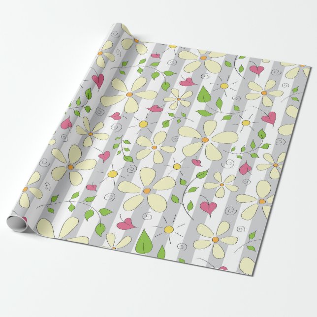 Spring flowers chamomile daisy floral happy  wrapping paper (Unrolled)