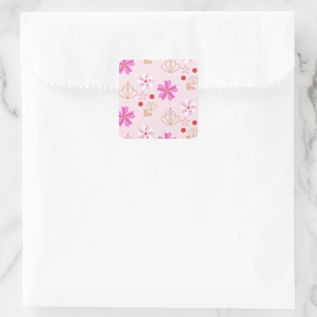 Spring Flowers Cherry Blossom Pink Blush Square Sticker (Bag)