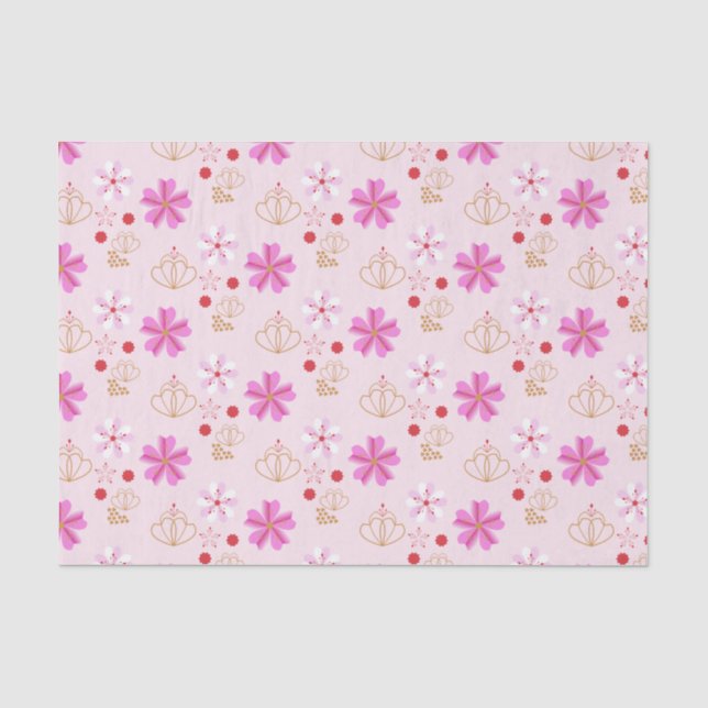 Spring Flowers Cherry Blossom Pink Blush Tissue Paper (Front)