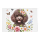 Spring Flowers Chocolate Poodle & Butterflies -