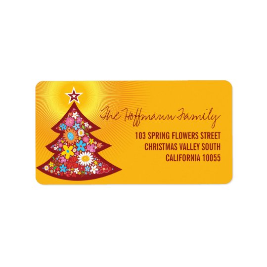 Spring Flowers Christmas Tree Address Labels