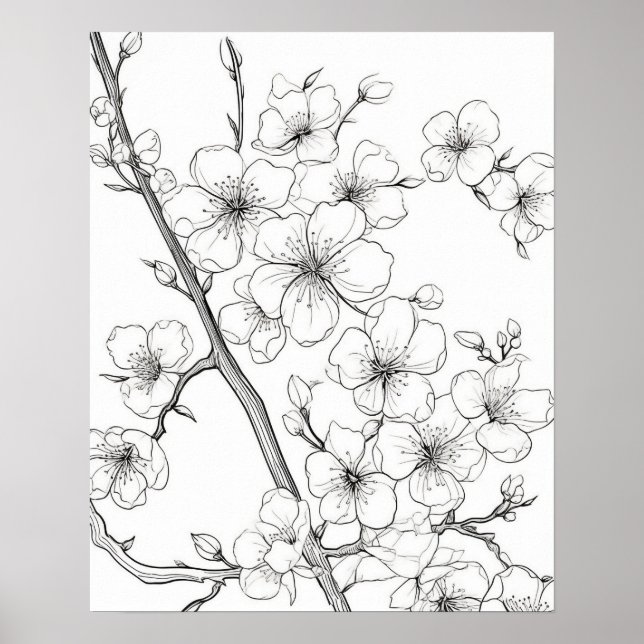 Spring Flowers Colouring Poster for Adults (Front)