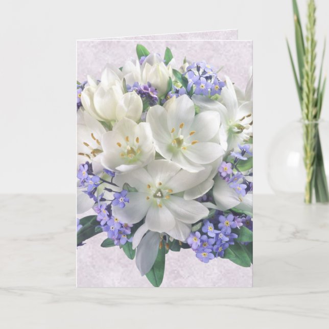 Spring flowers. Crocuses and Forget-me-not Card (Front)