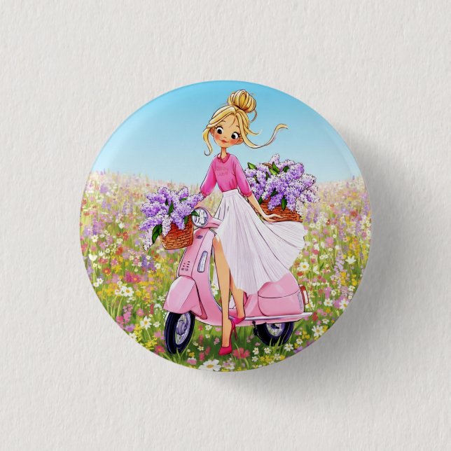 Spring Flowers Design Button (Front)