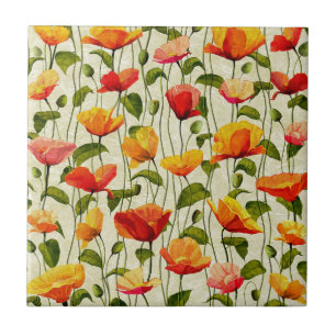 Spring Flowers Design Ceramic Tile