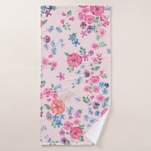 Spring flowers design. Seamless floral pattern. Pl Bath Towel