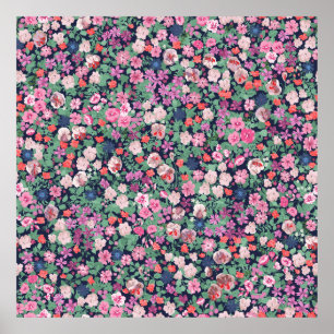 Spring flowers design. Seamless floral pattern. Pl Poster