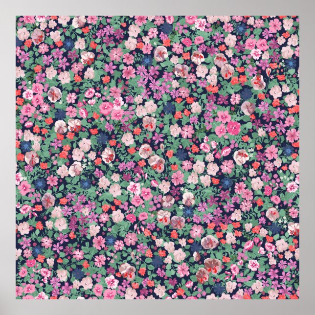 Spring flowers design. Seamless floral pattern. Pl Poster (Front)