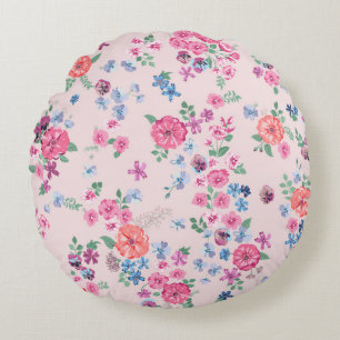 Spring flowers design. Seamless floral pattern. Pl Round Cushion