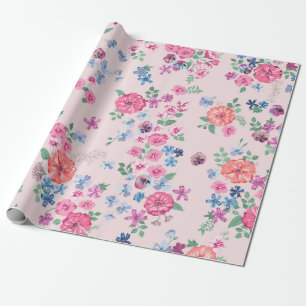 Spring flowers design. Seamless floral pattern. Pl Wrapping Paper