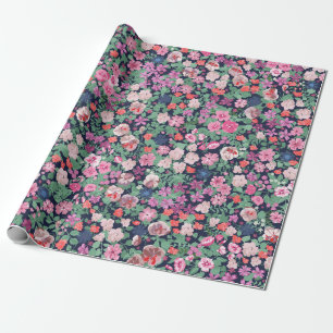 Spring flowers design. Seamless floral pattern. Pl Wrapping Paper