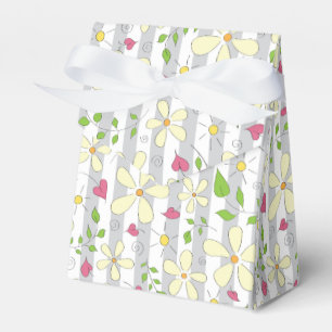 Spring flowers doodles cartoon daisy heart sun favour box