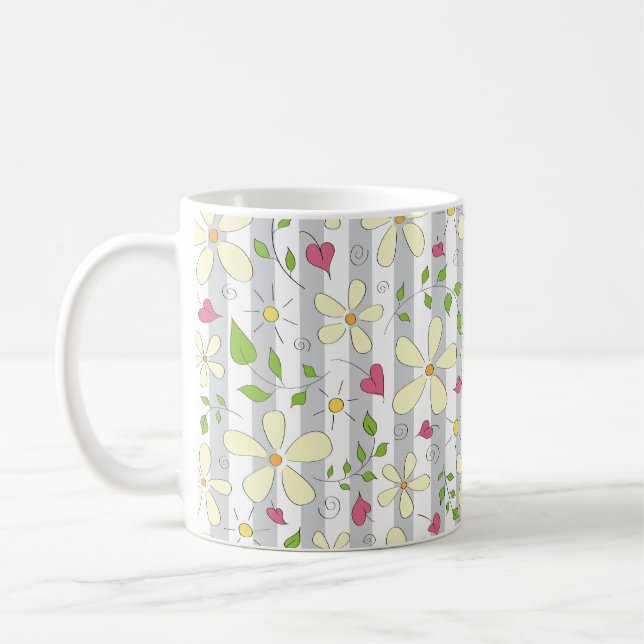 Spring flowers doodles kids drawing coffee mug (Left)
