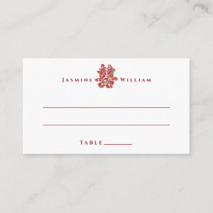 Spring Flowers Double Happiness Chinese Wedding Place Card