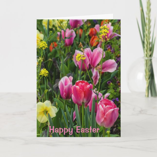 Spring Flowers Easter Greeting Card (Front)