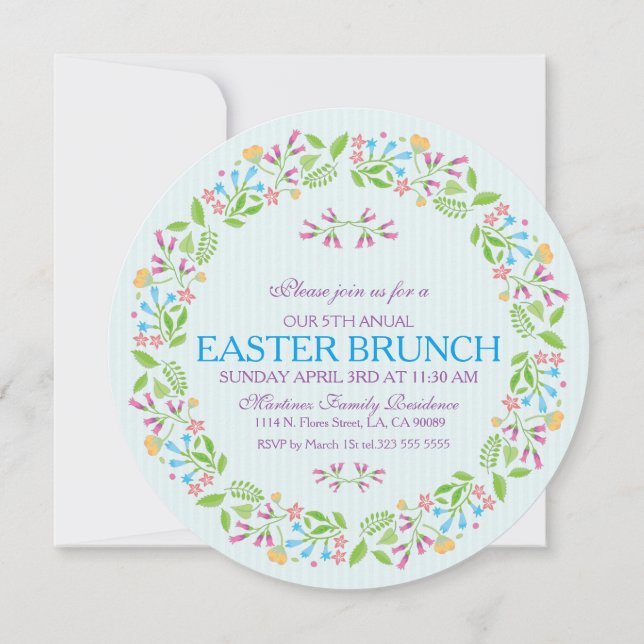 Spring Flowers Easter Wreath Brunch Invite 2 (Back)