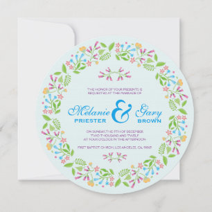 Spring Flowers Easter Wreath Wedding Invite