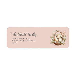 Spring Flowers Eggs Pastel Pink Return Address Label