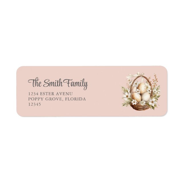 Spring Flowers Eggs Pastel Pink Return Address Label (Front)
