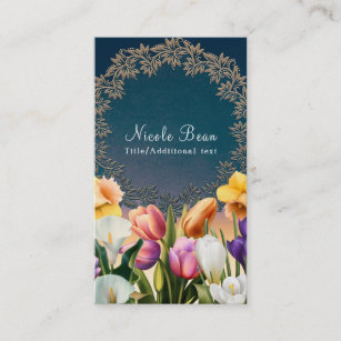 Spring Flowers Floral Frame Elegant Chic Custom Business Card